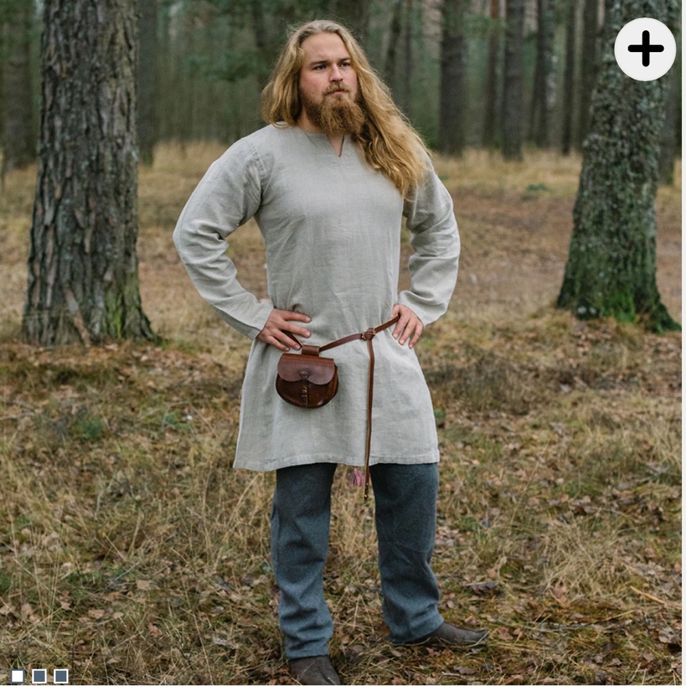 Grimfrost Viking Linen Tunic in Natural size 2XL